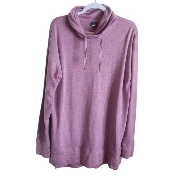Old Navy Tunic Sweater Women's Large Tall Purple Cowl Neck Casual Pockets Comfy - Picture 1 of 11